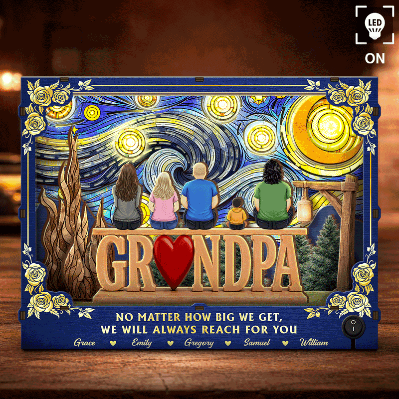 Gift For Father,Gift For Grandpa,Love - Dad Grandpa We Will Always Reach For You Starlit Night - Personalized DIY Book Nook Kit