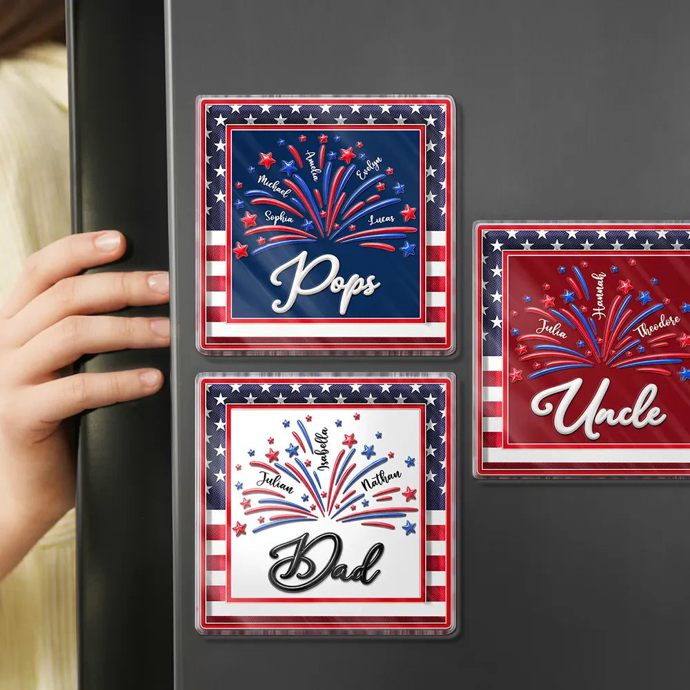 America Mom Grandma Fireworks Celebration - Personalized Acrylic Magnet