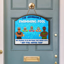 Pool Warning Not Allowed To Do Anything Begins With Watch This - Funny Decor For Pool, Home Decor, Funny Pool Sign - Personalized Custom Shaped Wood Sign
