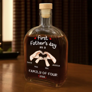 Gift For Father,Gift For Men,Happy,Vector - First Time Ever As A Family Of Three - Personalized Whiskey Bottle