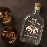 Gift For Father,Gift For Men,Happy,Vector - First Time Ever As A Family Of Three - Personalized Whiskey Bottle