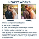Custom Photo Cartoon Portrait Loving Couple - Personalized Stained Glass Window Hanging Suncatcher