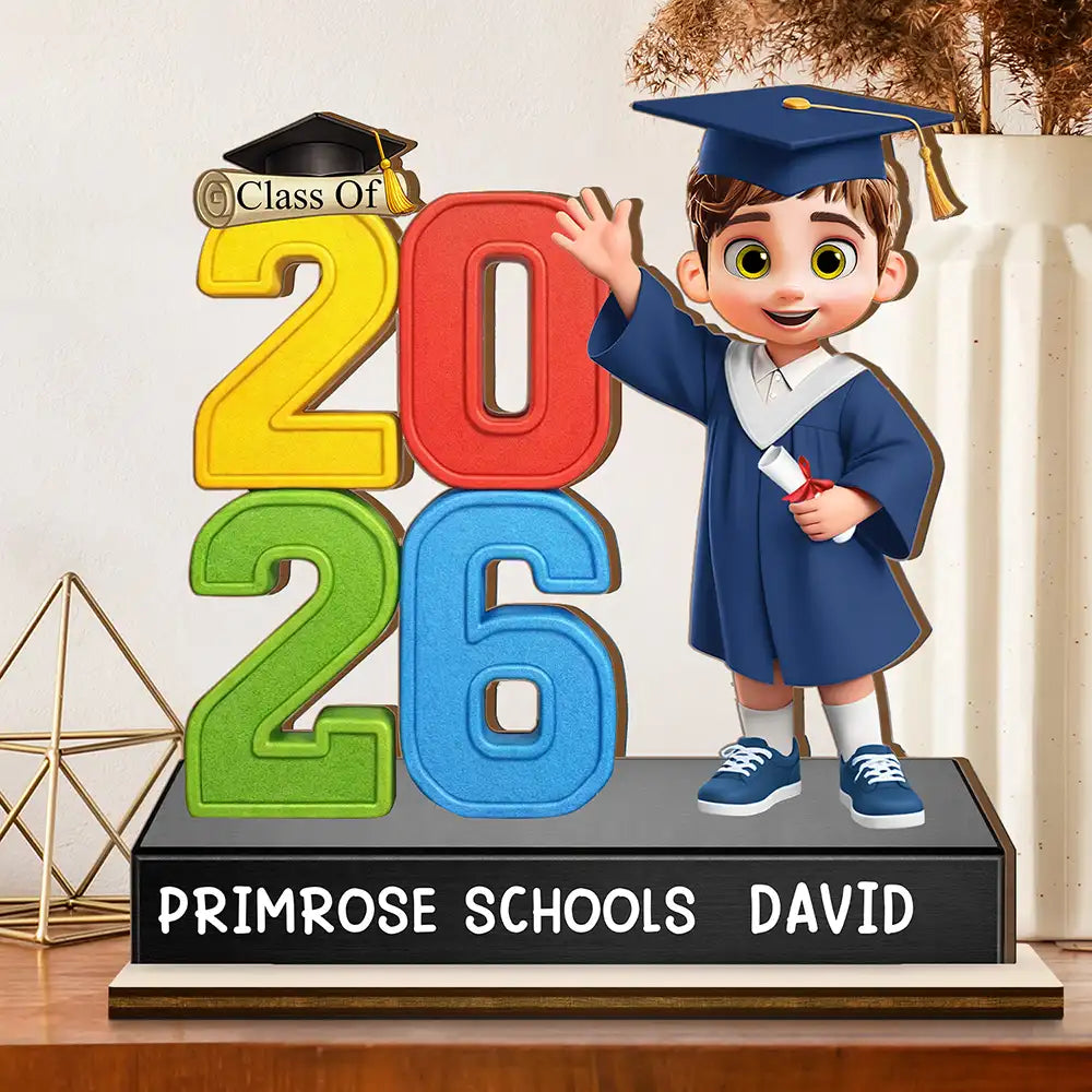 Graduation,Gift For Kids,Grandma - Grandkids,Gift For Grandkids,Dad - Children,Mom - Children,Happy - Congrats Pre-k Preschool Kindergarten Graduated - Personalized Custom Shaped Wooden Plaque
