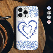 Gift For Grandma,Gift For Mother,Happy - Mom Grandma Heart We Love You Toile De Jouy Pattern - Personalized Clear Phone Case
