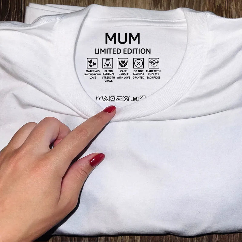 Gift For Father,Gift For Mother,Gift For Women,Gift For Men,Gift For Grandma,Gift For Grandpa - Mom Care Label - Personalized T Shirt