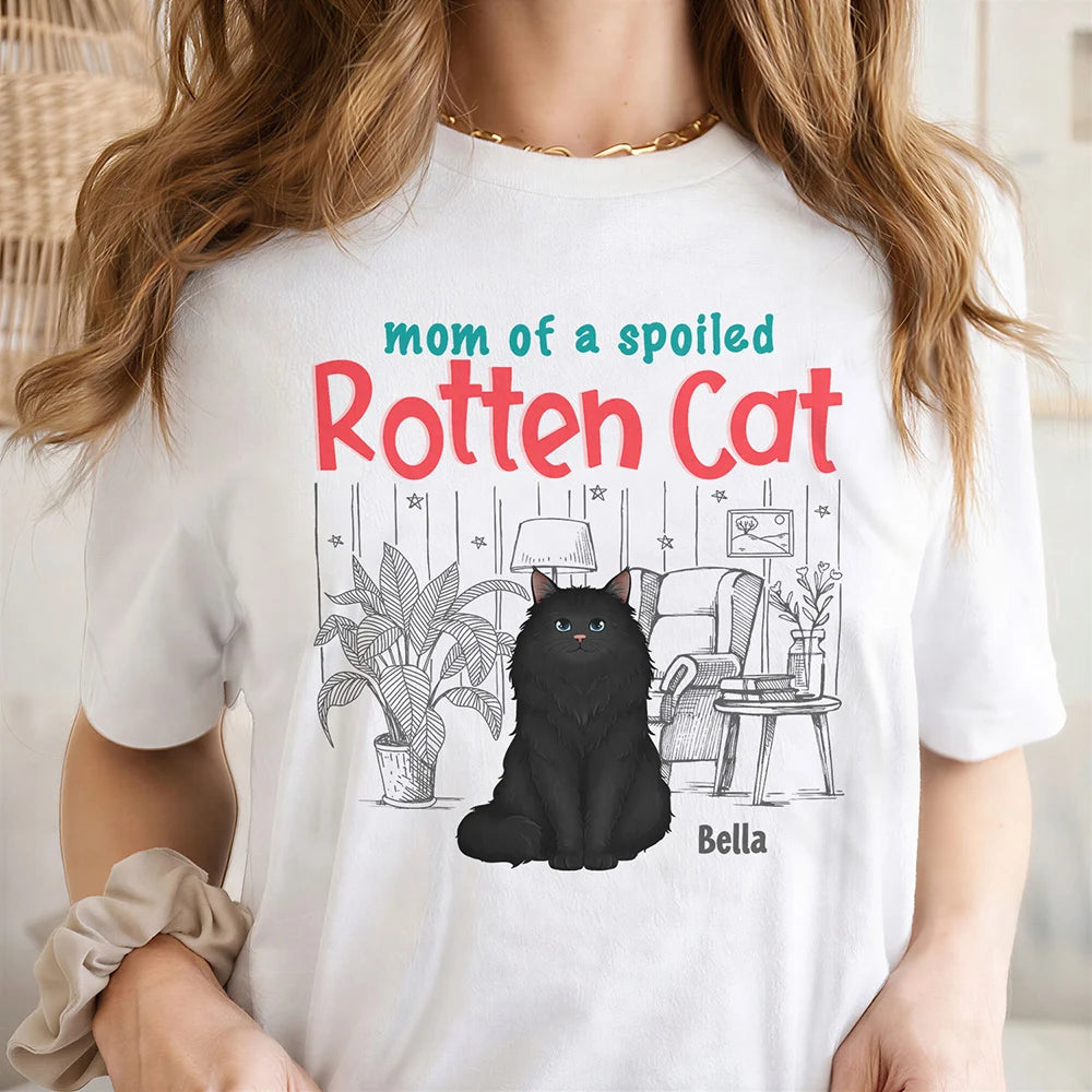 Pet Mom, Pet Dad, Funny - Mom Dad Of A Spoiled Rotten Cat Dog - Personalized T Shirt