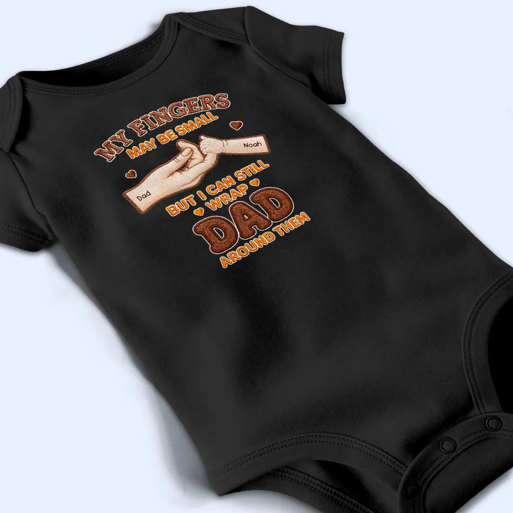 Gift For Mother,Gift For Father,New Dad,New Mom,Happy,Top Market,Top Market,Vector - Mom Dad & Baby My Fingers May Be Small - Personalized Baby Onesie