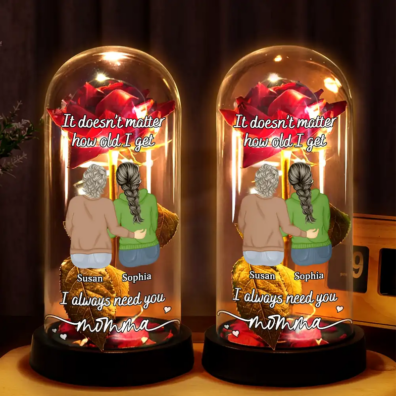 Gift For Mother,Gift For Women,Love - Mom I Always Need You - Personalized Everlasting Rose Dome Lamp