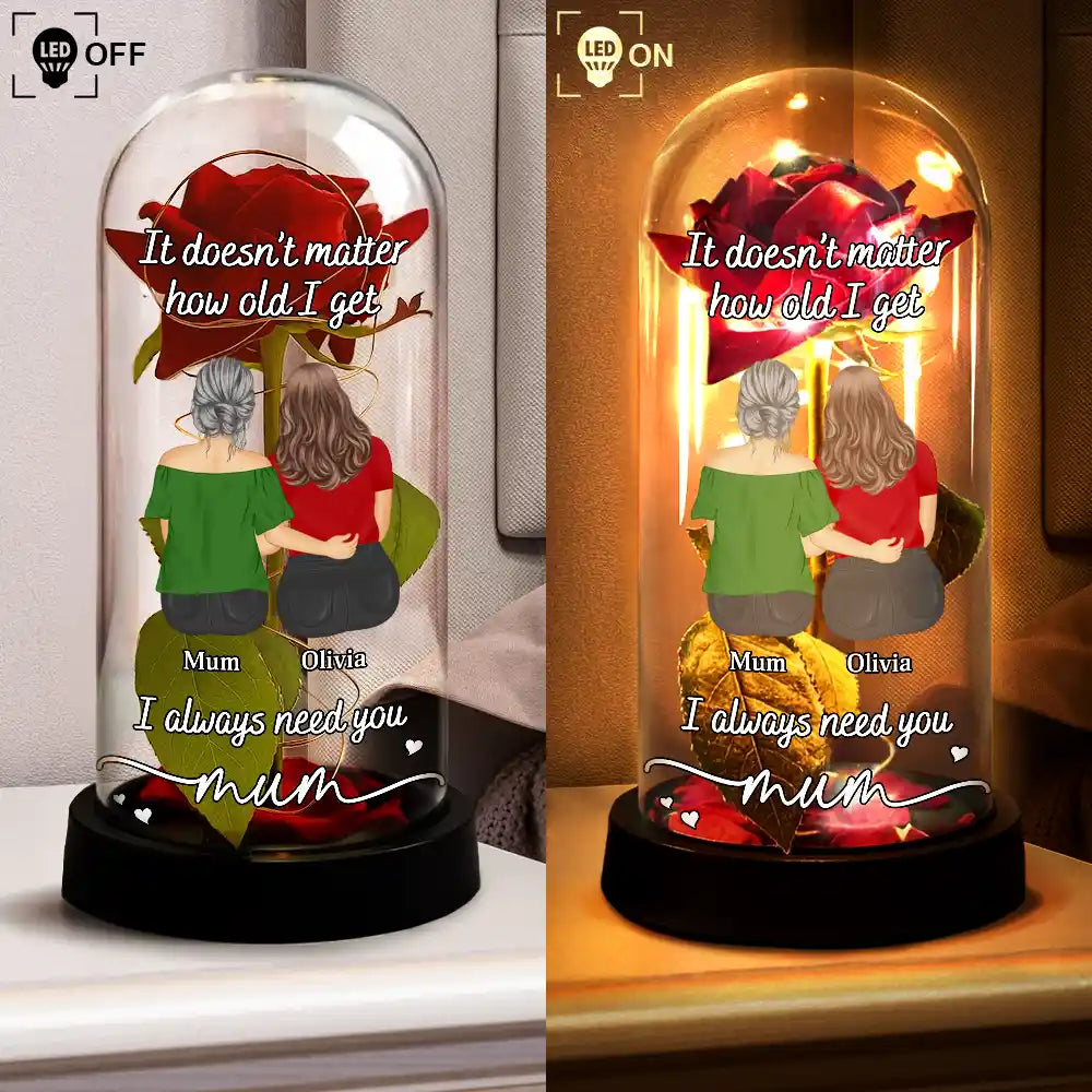 Gift For Mother,Gift For Women,Love - Mom I Always Need You - Personalized Everlasting Rose Dome Lamp