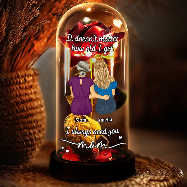 Gift For Mother,Gift For Women,Love - Mom I Always Need You - Personalized Everlasting Rose Dome Lamp