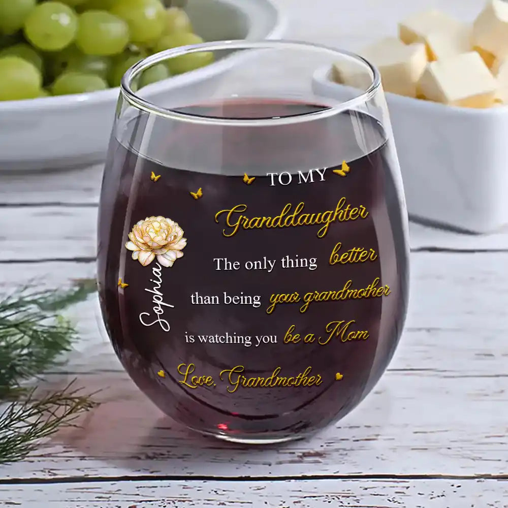Gift For Daughter, Mom - Daughters (Adult), Gift For Women, Happy, Grandma - Grandkids, Gift For Grandkids - Mom Daughter The Only Thing Better Than Being Your Mother - Personalized Stemless Wine Glass