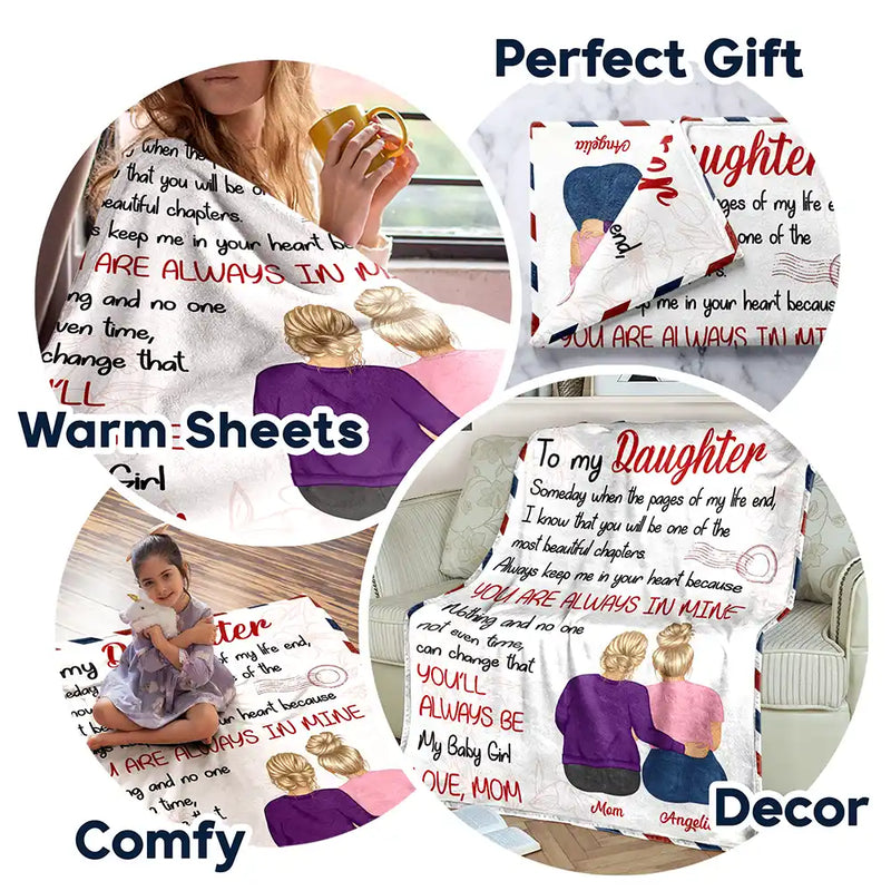 Gift For Daughter, Gift For Women, Mom - Daughters (Adult), Mom - Daughters (Young), Love - Mom Daughter You'll Always Be My Baby Girl - Personalized Fleece Blanket, Sherpa Blanket