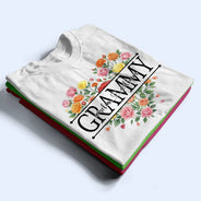 Gift For Mother,Gift For Grandma,Gift For Wife,Happy,Non-Eng,Icon - Mom Grandma Birth Flower Heart - Personalized T Shirt