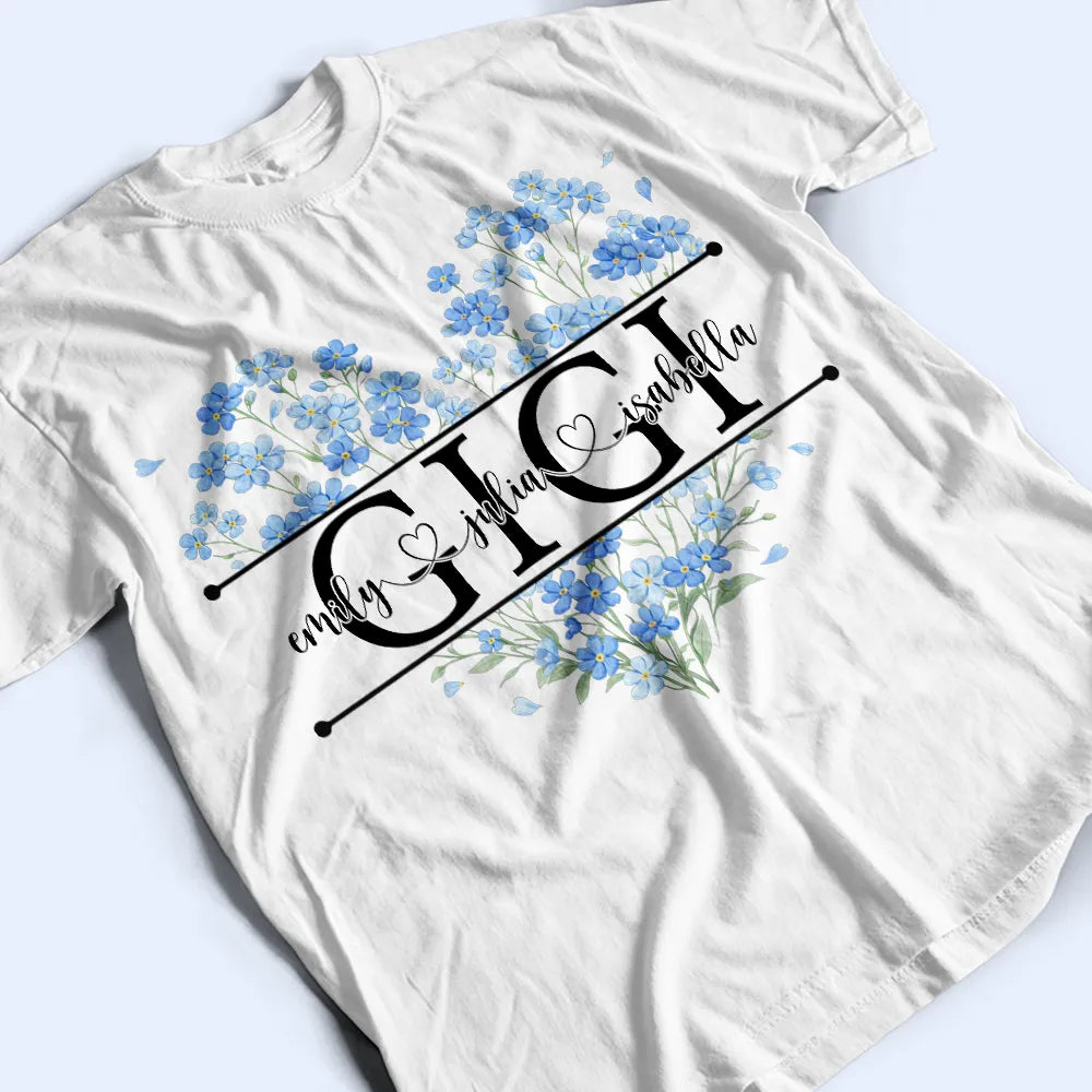 Gift For Mother,Gift For Grandma,Gift For Wife,Happy,Non-Eng,Icon - Mom Grandma Birth Flower Heart - Personalized T Shirt