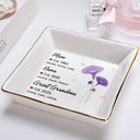 Gift For Women,Mom,Daughters (Adult),Gift For Mother,Gift For Grandpa - Mom Grandma Great Grandma Birth Month Flower - Personalized Ring Dish