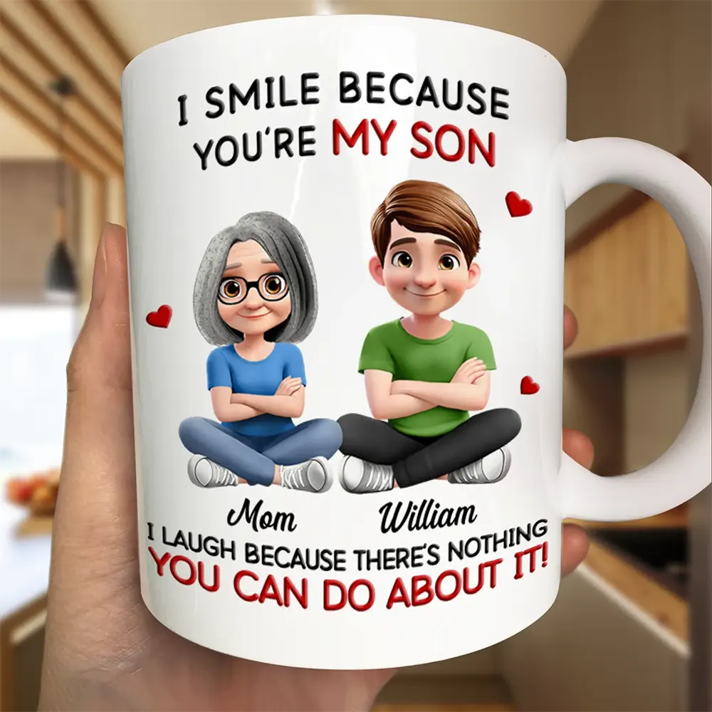 Gift For Son,Dad - Sons,Dad - Daughters (Adult),Dad - Daughters (Young),Gift For Daughter,Grandpa - Grandkids,Gift For Grandkids,Happy - Mom Grandma I Smile Because You Are My Daughter Son - Personalized Mug