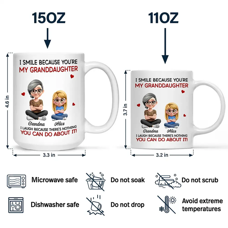 Gift For Son,Dad - Sons,Dad - Daughters (Adult),Dad - Daughters (Young),Gift For Daughter,Grandpa - Grandkids,Gift For Grandkids,Happy - Mom Grandma I Smile Because You Are My Daughter Son - Personalized Mug