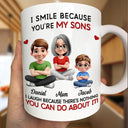 Gift For Son,Dad - Sons,Gift For Daughter,Gift For Grandkids,Happy,Mom - Daughters (Adult),Mom - Daughters (Young),Grandma - Grandkids - Mom Grandma I Smile Because You Are My Daughters Sons Grandkids - Personalized Mug