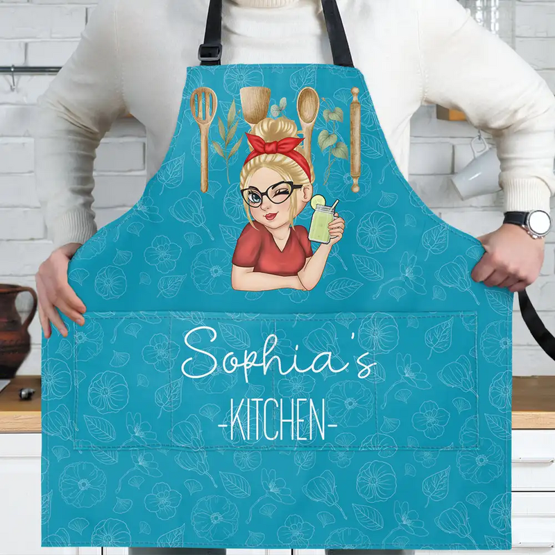 Gift For Wife,Gift For Yourself,Gift For Women,Gift For Mother,Gift For Aunt,Gift For Grandma,Happy,Cooking,Baking  - Mom Grandma Kitchen - Personalized Apron