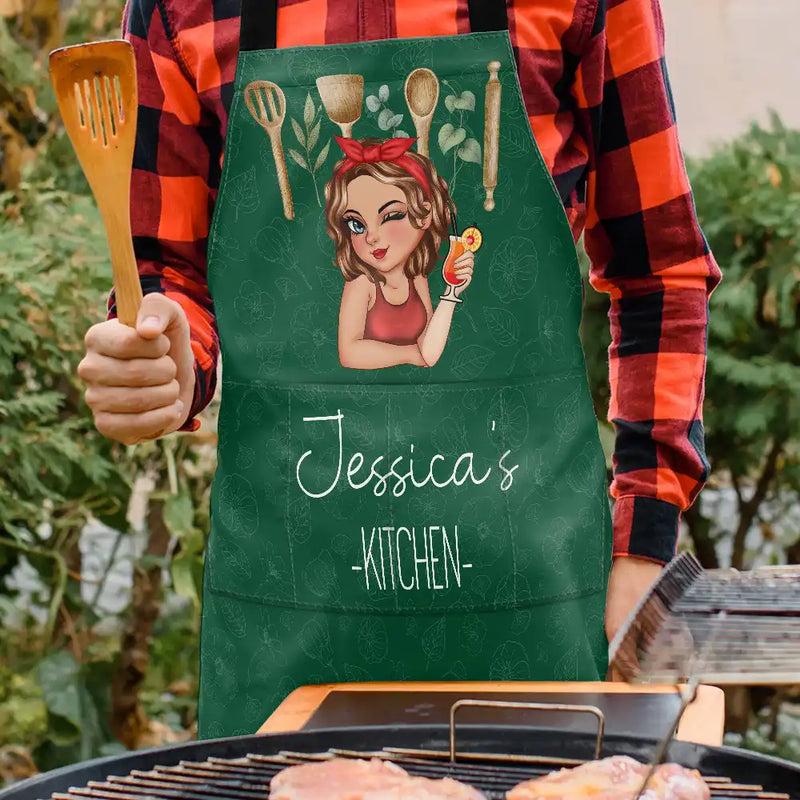 Gift For Wife,Gift For Yourself,Gift For Women,Gift For Mother,Gift For Aunt,Gift For Grandma,Happy,Cooking,Baking  - Mom Grandma Kitchen - Personalized Apron