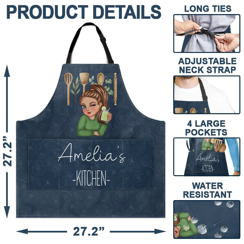 Gift For Wife,Gift For Yourself,Gift For Women,Gift For Mother,Gift For Aunt,Gift For Grandma,Happy,Cooking,Baking  - Mom Grandma Kitchen - Personalized Apron