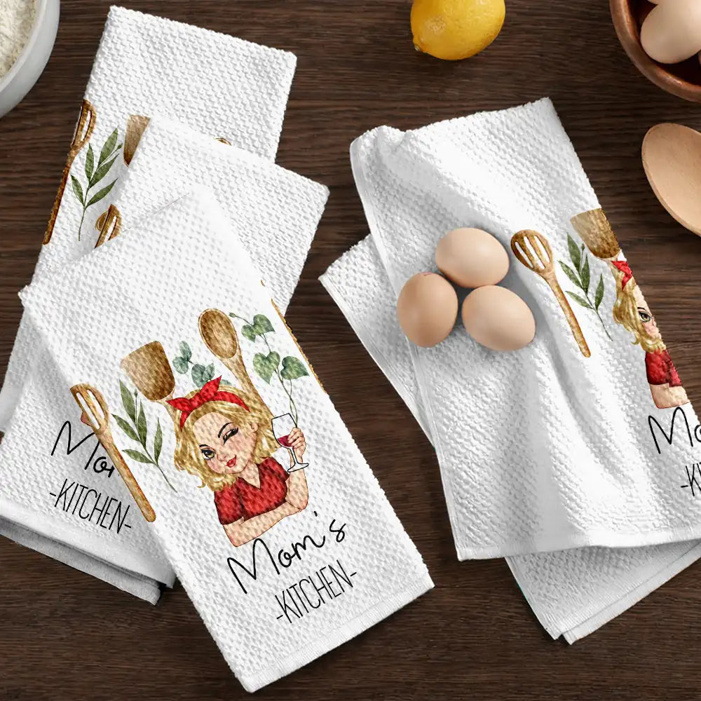 Gift For Wife,Gift For Women,Gift For Yourself,Gift For Mother,Gift For Grandma,Cooking,Mom's Hobby,Happy - Mom Grandma Kitchen - Personalized Kitchen Towel