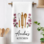 Cooking, Gift For Yourself, Gift For Women, Top Market, Cozy, Icon - Mom Grandma Kitchen Birth Flower - Personalized Kitchen Towel