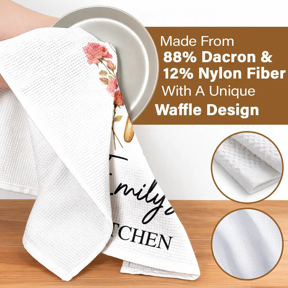 Cooking, Gift For Yourself, Gift For Women, Top Market, Cozy, Icon - Mom Grandma Kitchen Birth Flower - Personalized Kitchen Towel