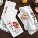 Gift For Wife,Gift For Yourself,Gift For Women,Gift For Mother,Gift For Aunt,Gift For Grandma,Happy,Cooking,Baking  - Mom Grandma Kitchen Birth Flower - Personalized Kitchen Towel
