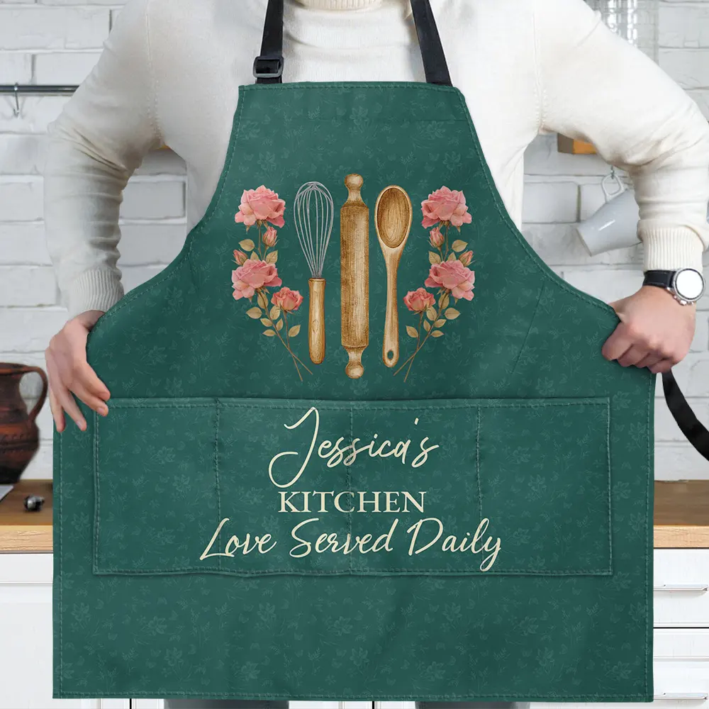 Confident, Gift For Yourself, Cooking, Gift For Women, Icon - Mom Grandma Kitchen Cooking For Love Birth Flower - Personalized Apron