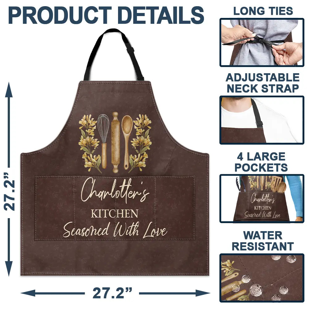 Confident, Gift For Yourself, Cooking, Gift For Women, Icon - Mom Grandma Kitchen Cooking For Love Birth Flower - Personalized Apron