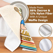 Gift For Wife,Gift For Yourself,Gift For Women,Gift For Mother,Gift For Aunt,Gift For Grandma,Happy,Cooking,Baking,Non-Eng,Vector - Mom Grandma Kitchen Retro - Personalized Kitchen Towel
