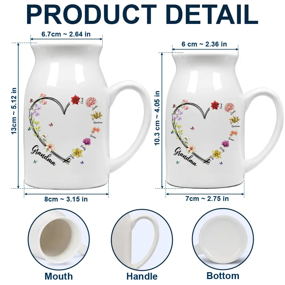 Gift For Mother, Grateful, Icon - Mom Grandma Sweetheart Birth Month Flower - Personalized Ceramic Flower Vase