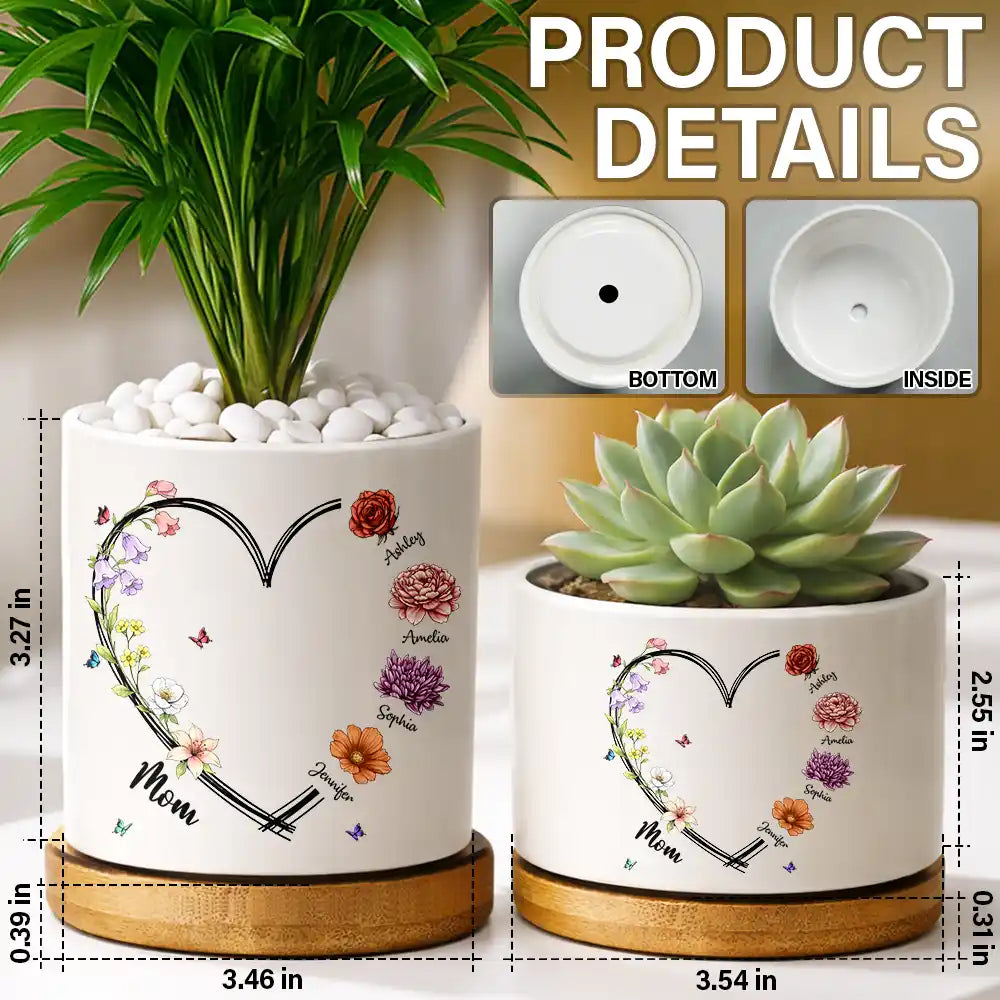 Gift For Mother,Gift For Grandma,Gift For Women,Happy,Top Market,Top Market,Icon - Mom Grandma Sweetheart Birth Month Flower - Personalized Ceramic Plant Pot