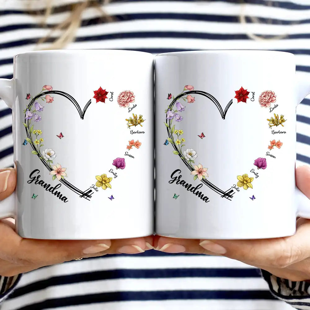 Gift For Mother, Grateful, Icon - Mom Grandma Sweetheart Birth Month Flower - Personalized Mug