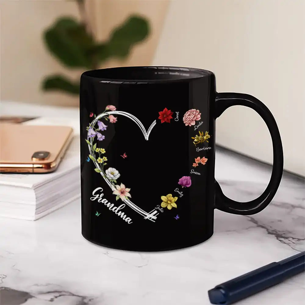 Gift For Mother, Grateful, Icon - Mom Grandma Sweetheart Birth Month Flower - Personalized Mug