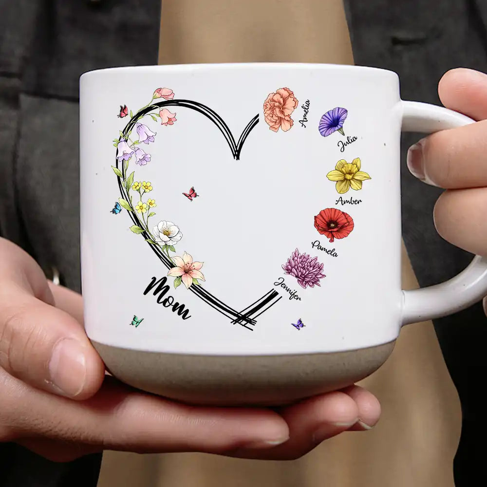 Gift For Mother, Grateful, Icon - Mom Grandma Sweetheart Birth Month Flower - Personalized Pottery Mug