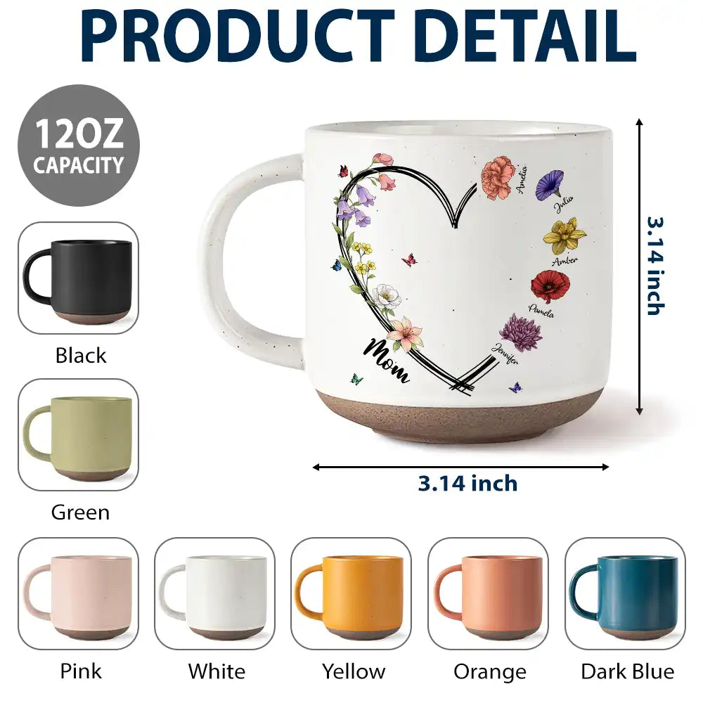 Gift For Mother, Grateful, Icon - Mom Grandma Sweetheart Birth Month Flower - Personalized Pottery Mug