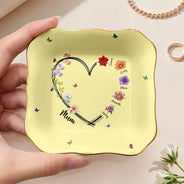 Gift For Mother, Grateful, Icon - Mom Grandma Sweetheart Birth Month Flower - Personalized Ring Dish