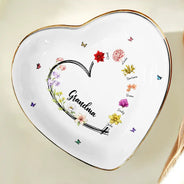 Gift For Mother, Grateful, Icon - Mom Grandma Sweetheart Birth Month Flower - Personalized Ring Dish
