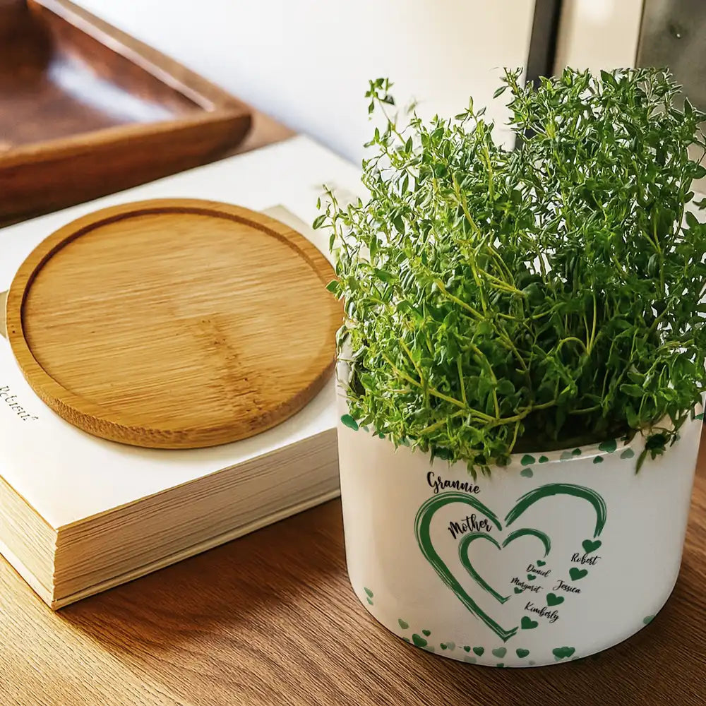 Gift For Mother, Gift For Grandma, Love - Mom Grandma Sweethearts - Personalized Ceramic Plant Pot