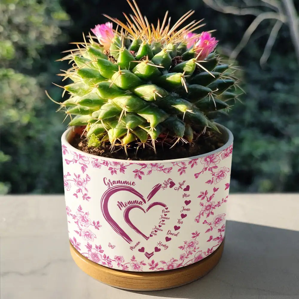 Gift For Grandma,Happy,Gift For Mother,Gift For Women - Mom Grandma Sweethearts - Personalized Ceramic Plant Pot