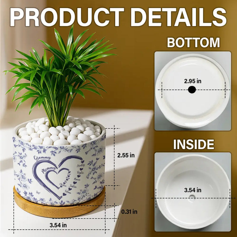 Gift For Grandma,Happy,Gift For Mother,Gift For Women - Mom Grandma Sweethearts - Personalized Ceramic Plant Pot