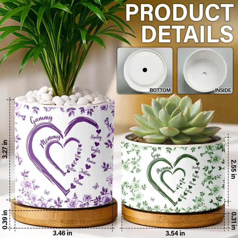 Gift For Grandma,Happy,Gift For Mother,Gift For Women - Mom Grandma Sweethearts - Personalized Ceramic Plant Pot