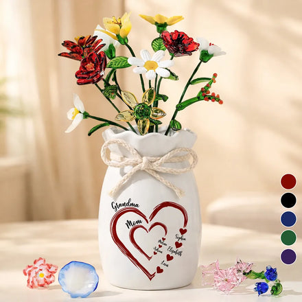 Mom Grandma Sweethearts - Personalized Glass Birth Month Flower