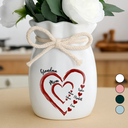 Gift For Mother,Gift For Grandma,Love - Mom Grandma Sweethearts - Personalized Ribbon Tie Flower Vase