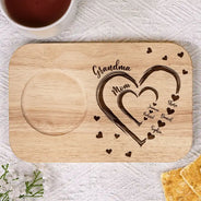 Gift For Mother, Gift For Grandma, Happy - Mom Grandma Sweethearts - Personalized Serving Board With Cup Holder