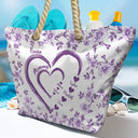 Gift For Wife,Gift For Mother,Gift For Grandma,Love,Family,Non-Eng,Icon - Mom Grandma Sweethearts Toile - Personalized Beach Bag