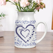 Gift For Wife,Gift For Mother,Gift For Grandma,Love - Mom Grandma Sweethearts Toile - Personalized Ceramic Flower Vase