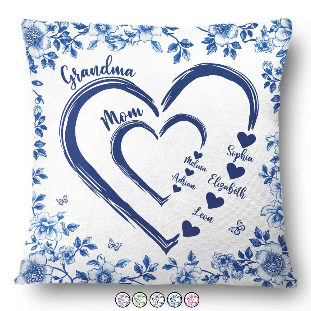 Gift For Wife,Gift For Mother,Gift For Grandma,Love - Mom Grandma Sweethearts Toile - Personalized Pillow